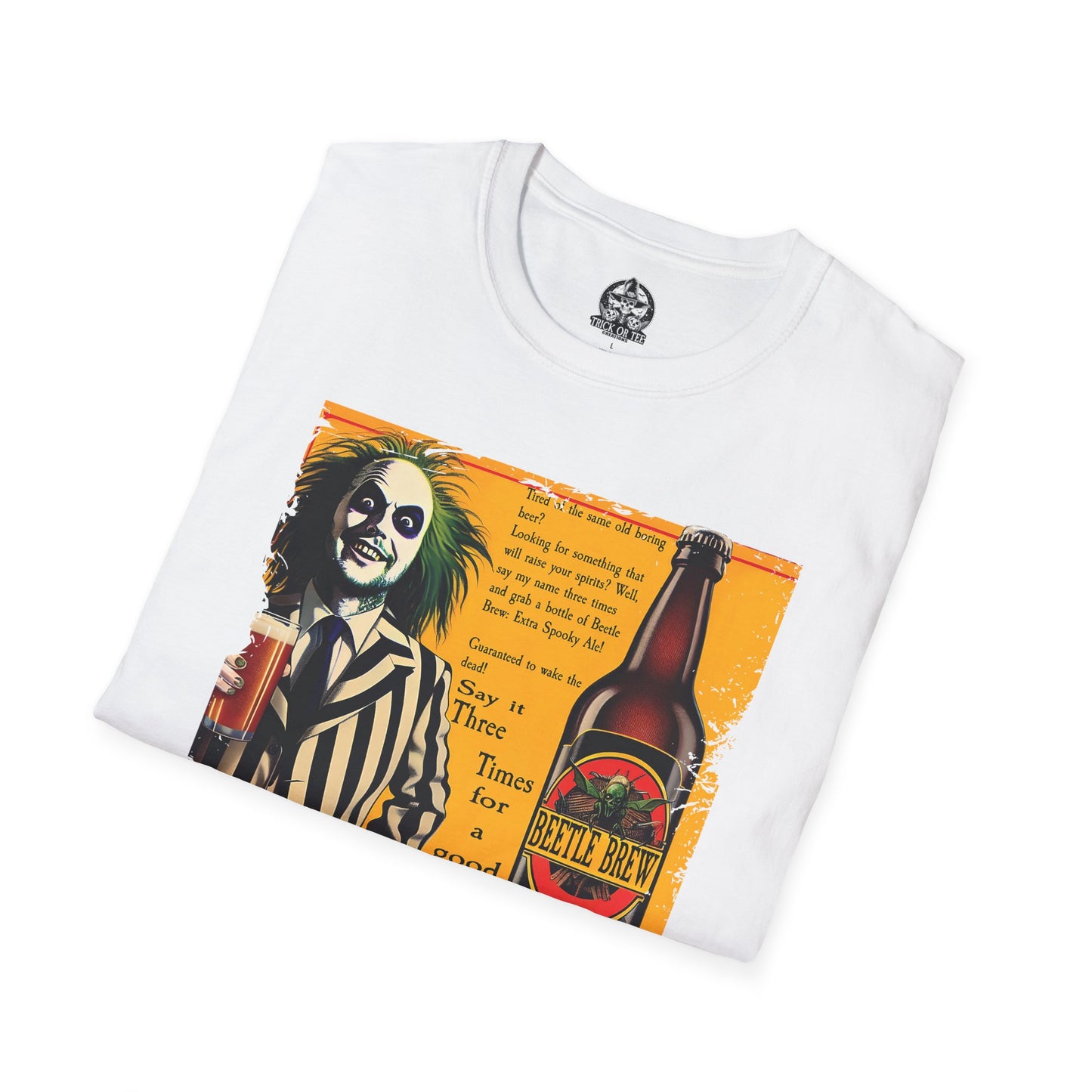 Beetle Brew T-Shirt  Funny Beetlejuice Beer Parody | Halloween Horror Movie Tee | Beetlejuice Drinking Shirt