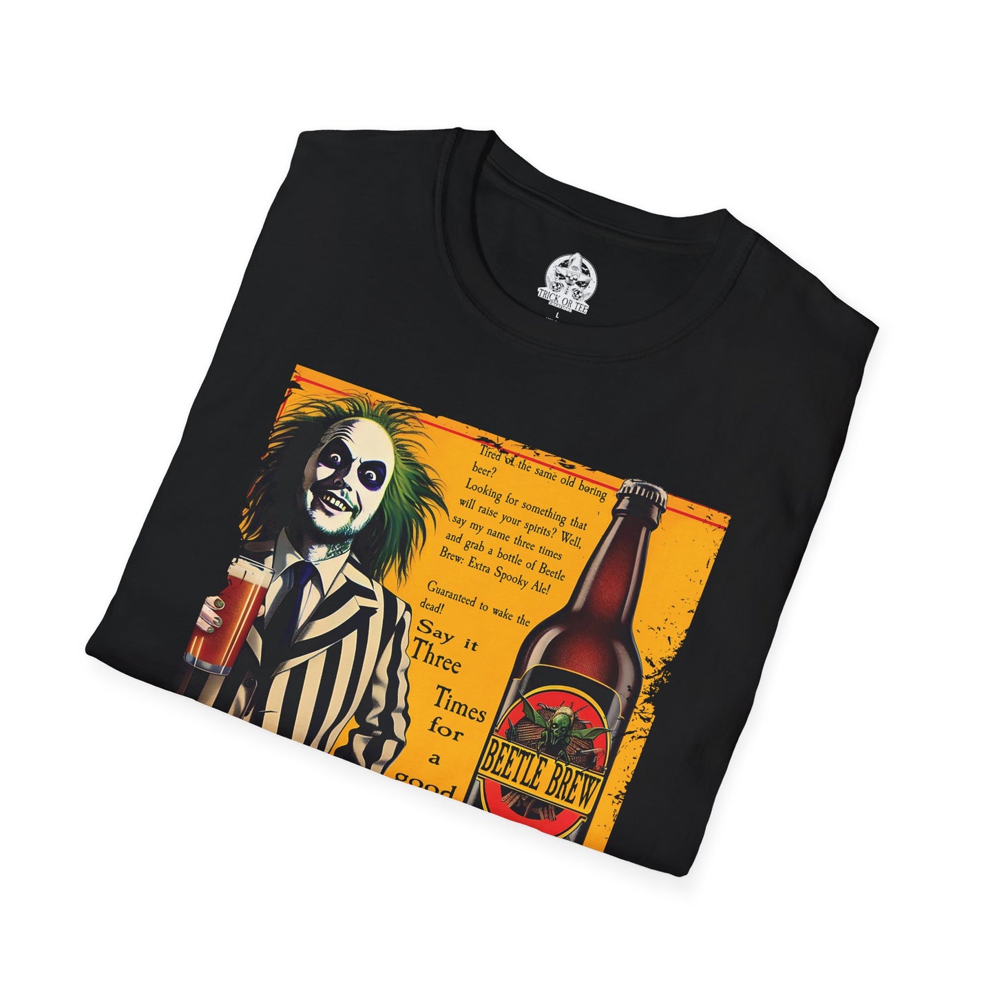 Beetle Brew T-Shirt  Funny Beetlejuice Beer Parody | Halloween Horror Movie Tee | Beetlejuice Drinking Shirt