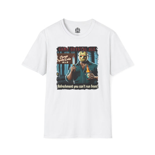 Camp Crystal Ale T-Shirt  Funny Jason Voorhees Beer Parody | Camp Crystal Lake Beer Shirt | Halloween Horror Movie Tee