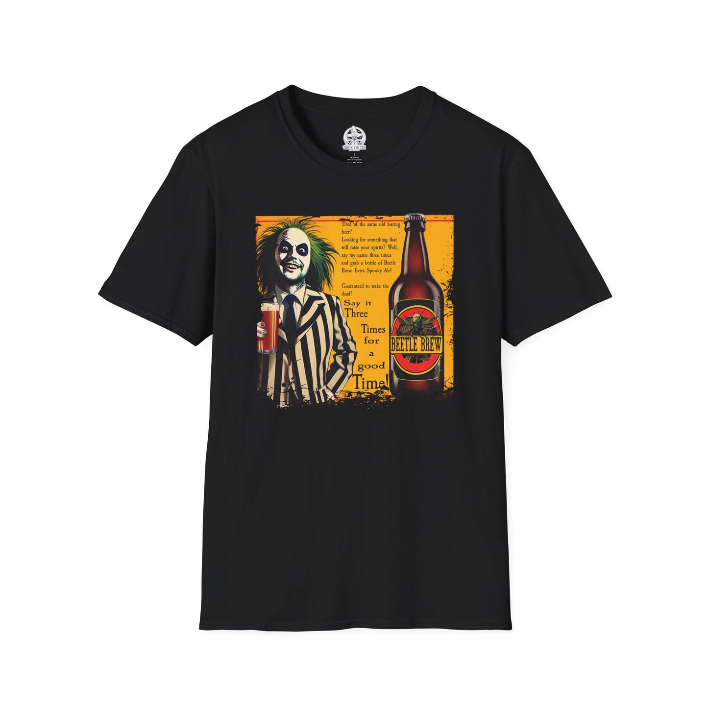 Beetle Brew T-Shirt  Funny Beetlejuice Beer Parody | Halloween Horror Movie Tee | Beetlejuice Drinking Shirt