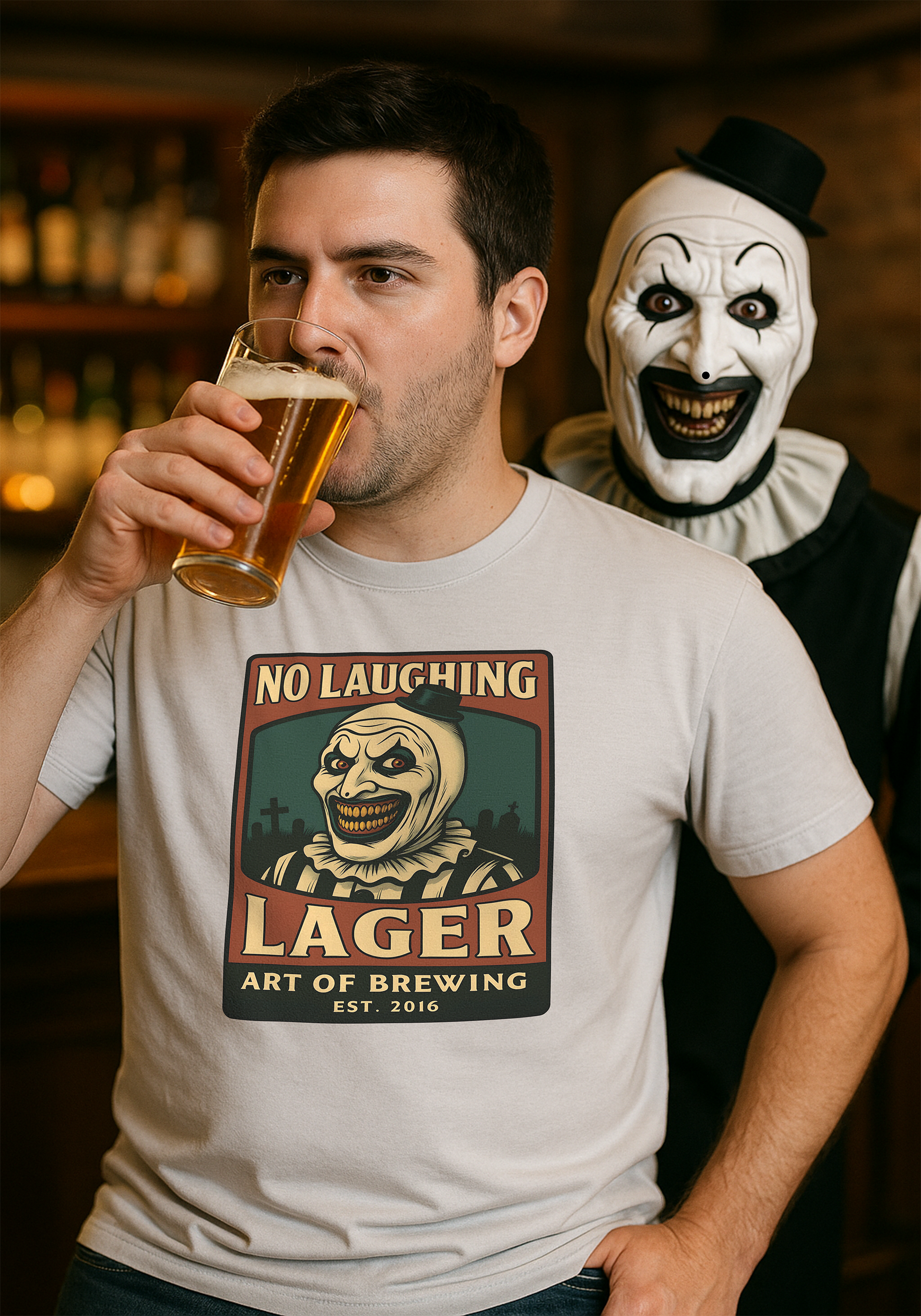 Terrifier No Laughing Lager T-Shirt
